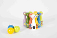 Kinderrollende gesetztes Kleinkind-hölzerne Spielwaren mit 10 verschiedenen Tier-Stiften und 3 Farbbällen