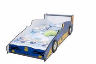 Blaues dauerhaftes hölzernes Rennwagen-Kleinkind-Bett mit bunten Charakter-Grafiken