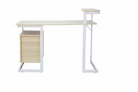2 Speicherfach-moderner Computertisch-weiße Eiche elegant mit erhöhtem Regal